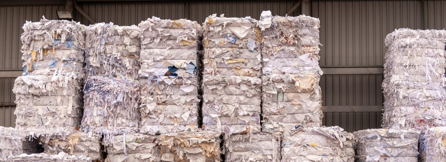 paper bales ready for industrial recycling waste collection